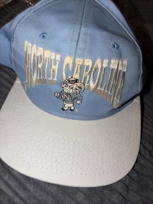 Vintage 90s UNC Carolina Tarheels Strapback Hat Blue -signature - Image 1