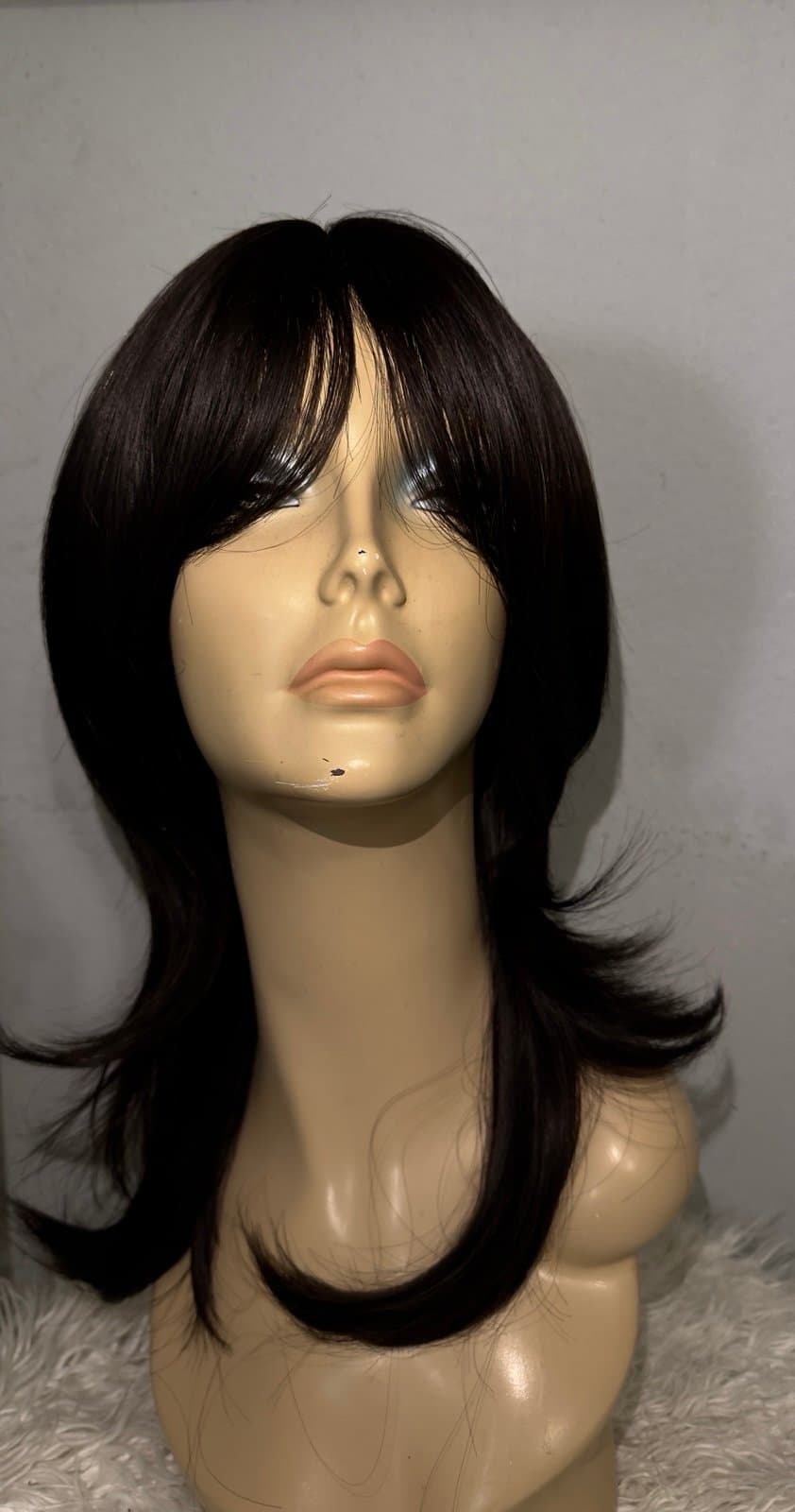Synthetic Blend Wig with Curtain bangs and realistic scalp - Image 1