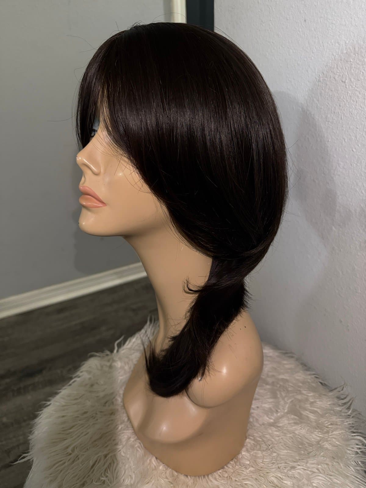 Synthetic Blend Wig with Curtain bangs and realistic scalp - Thumbnail 5