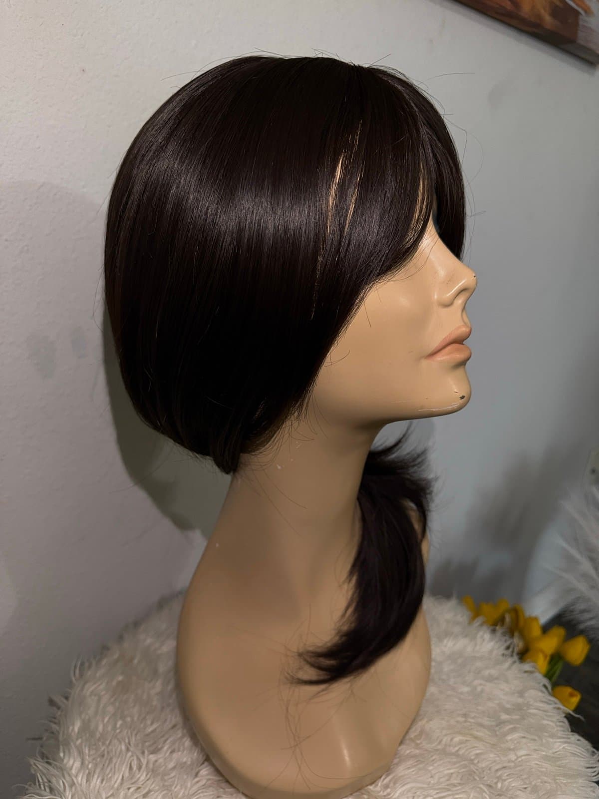 Synthetic Blend Wig with Curtain bangs and realistic scalp - Thumbnail 4