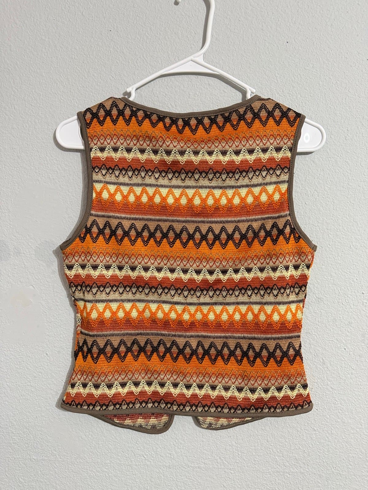 Retro Orange Knit Two-Piece Vest & Skirt Set - Thumbnail 4