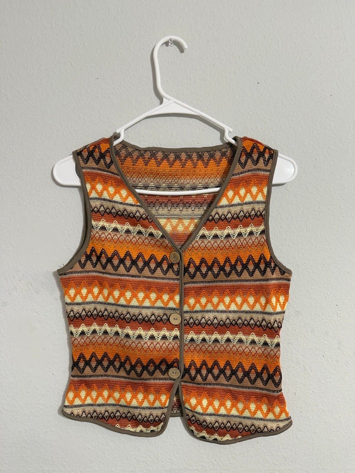 Retro Orange Knit Two-Piece Vest & Skirt Set - Thumbnail 7