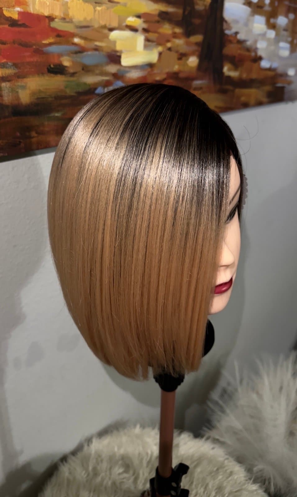 Synthetic Blend Ombre Bob Lace Front Wig - Thumbnail 3