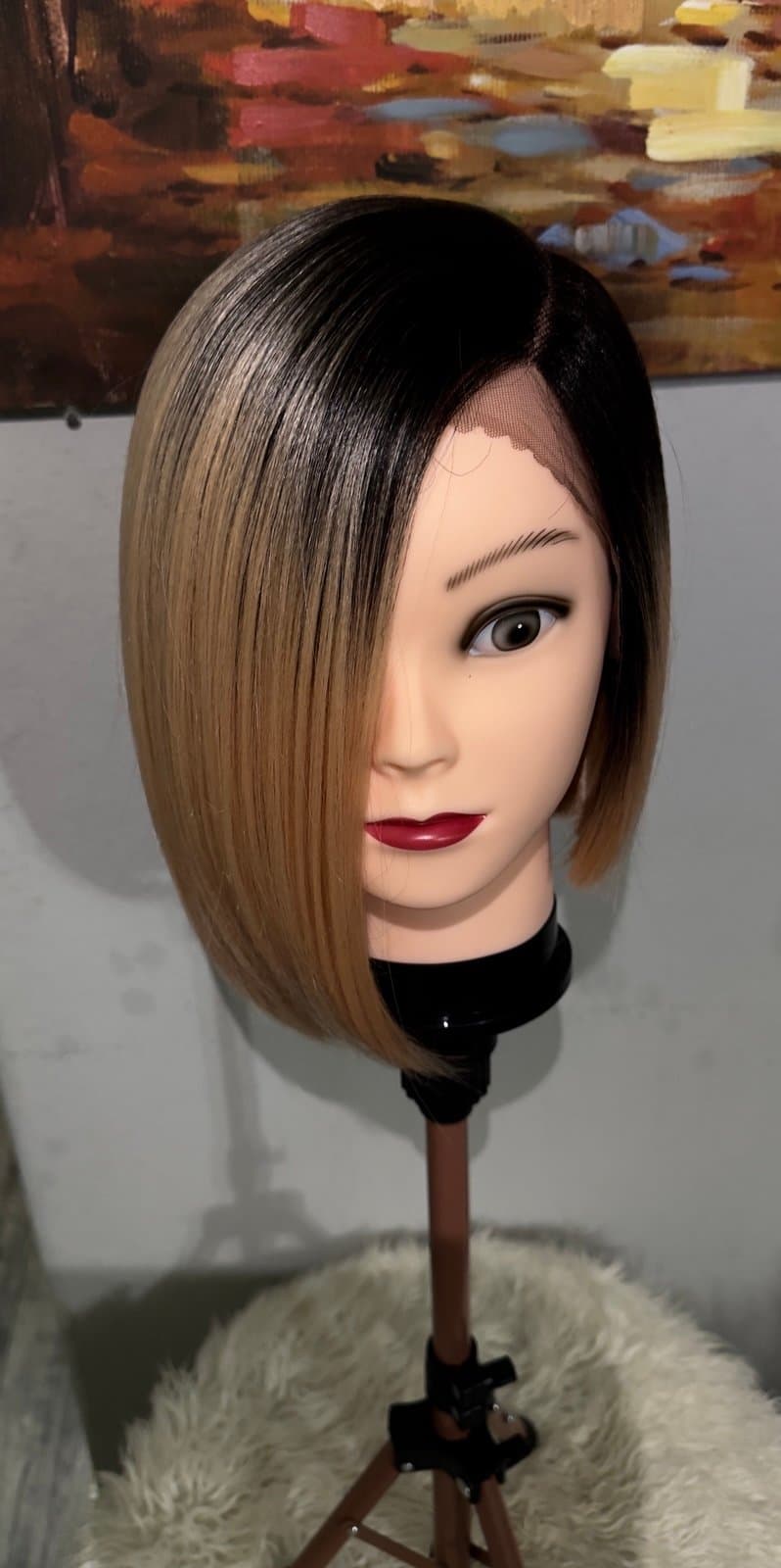 Synthetic Blend Ombre Bob Lace Front Wig - Thumbnail 4