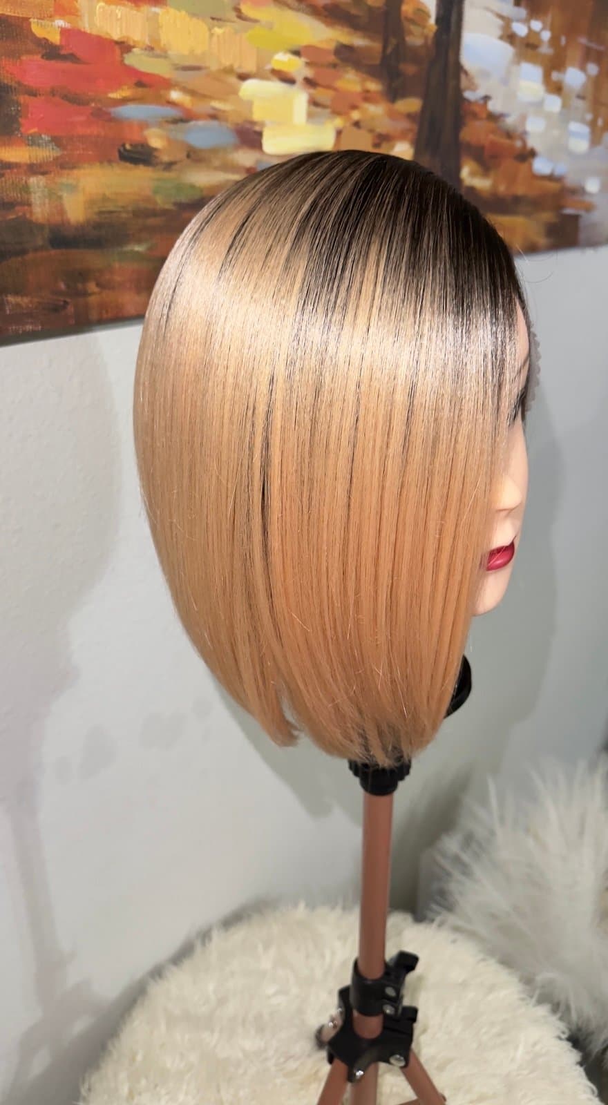 Synthetic Blend Ombre Bob Lace Front Wig - Thumbnail 5