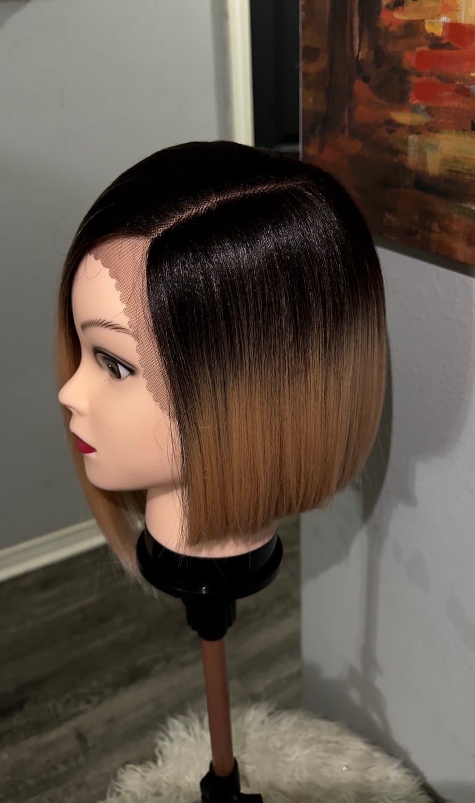 Synthetic Blend Ombre Bob Lace Front Wig - Thumbnail 6