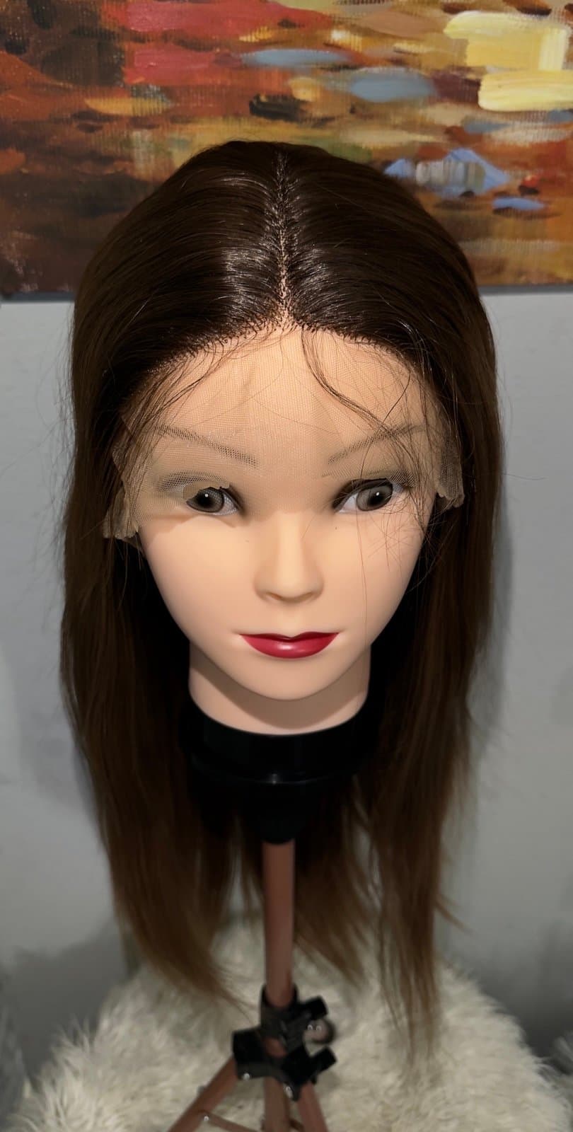 Synthetic Blend Middle Part Long brown lace front wig - Thumbnail 2