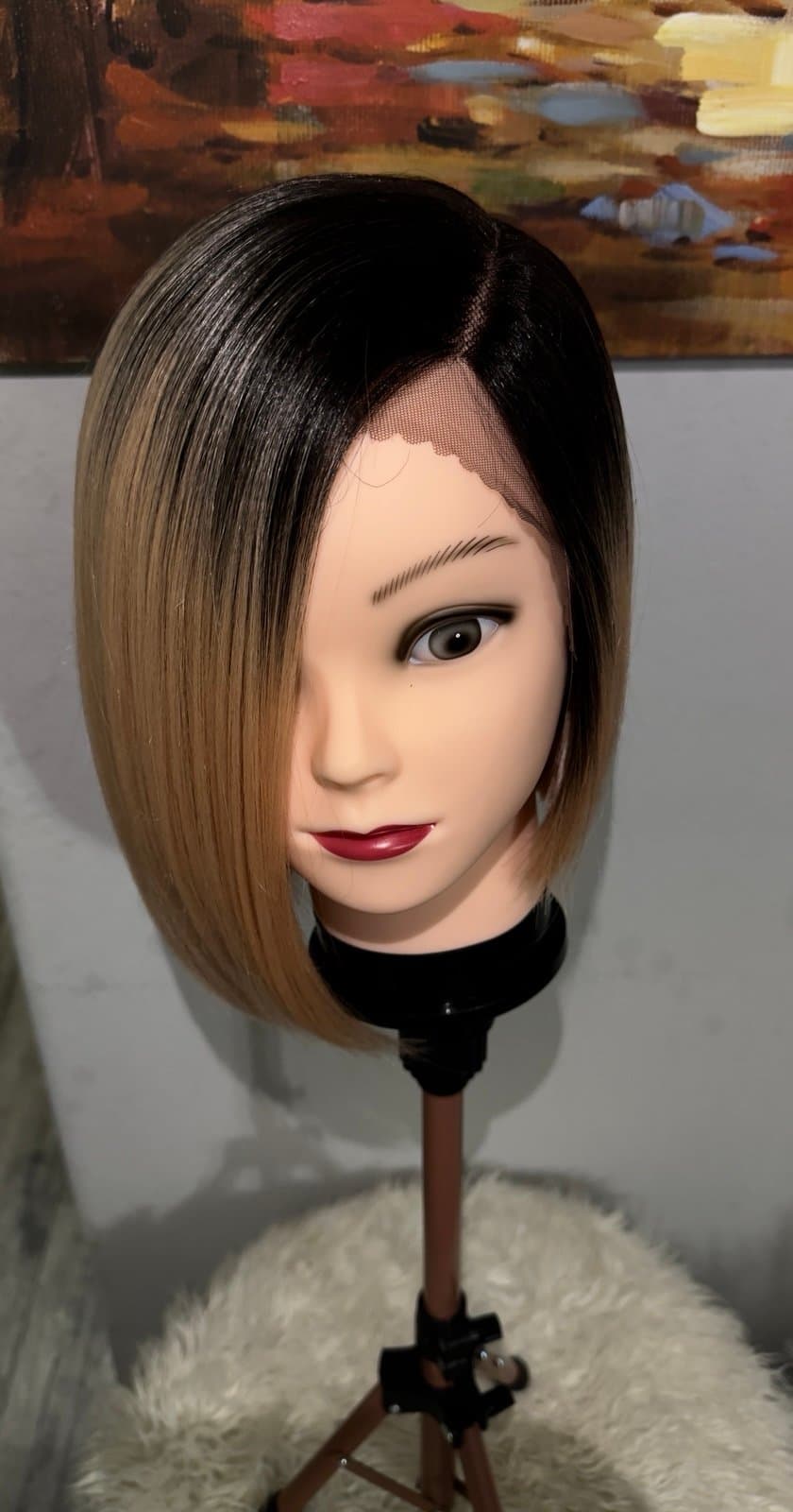 Synthetic Blend Ombre Bob Lace Front Wig - Thumbnail 7