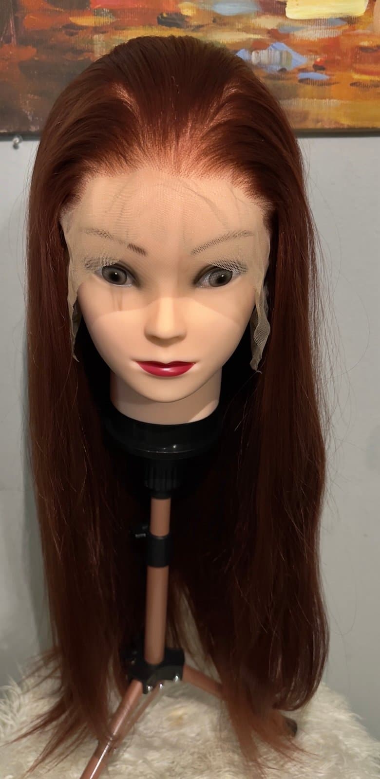 Synthetic Blend Lace Wig 13x6lace wig burgundy - Thumbnail 11