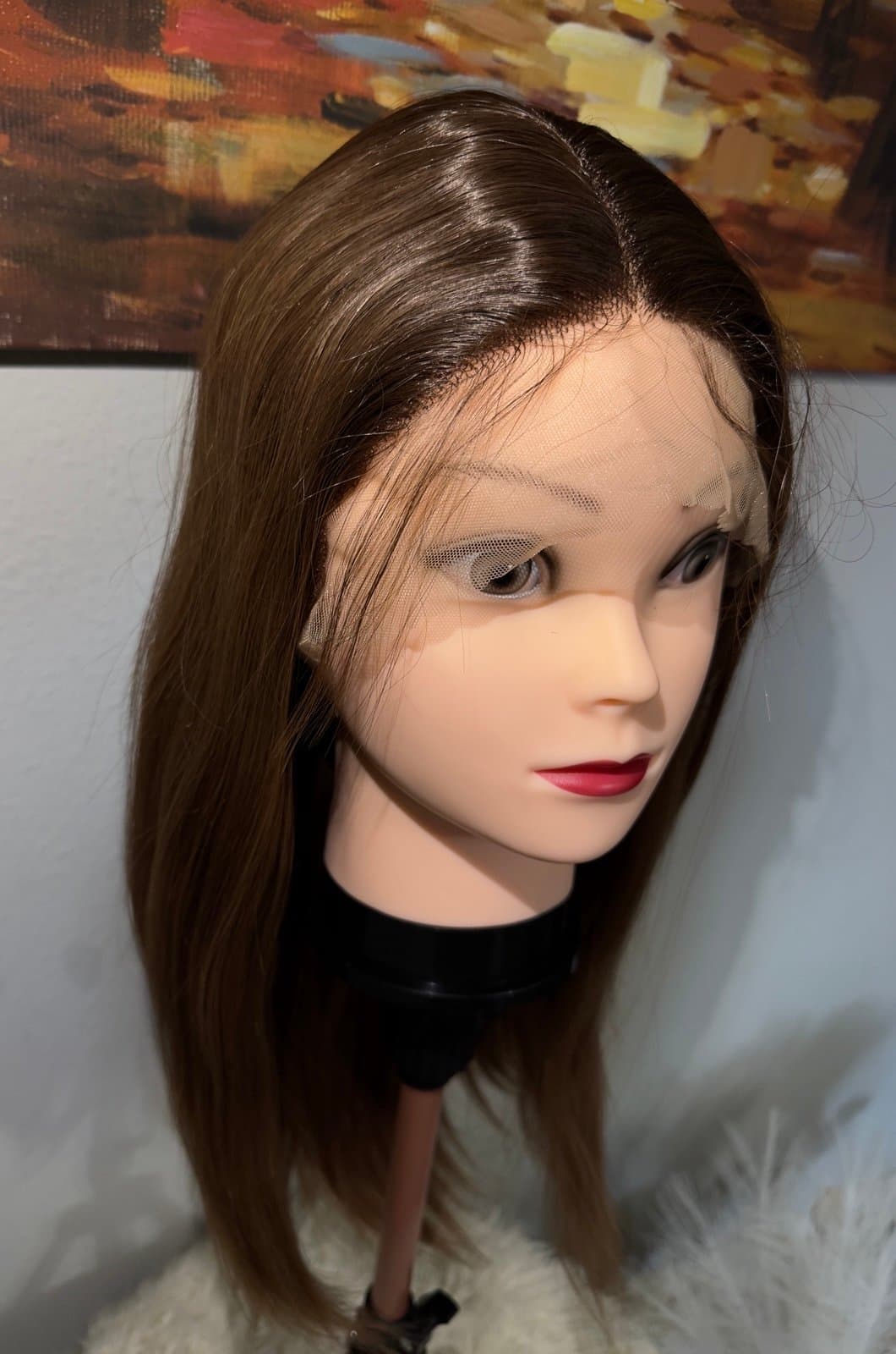Synthetic Blend Middle Part Long brown lace front wig - Thumbnail 3