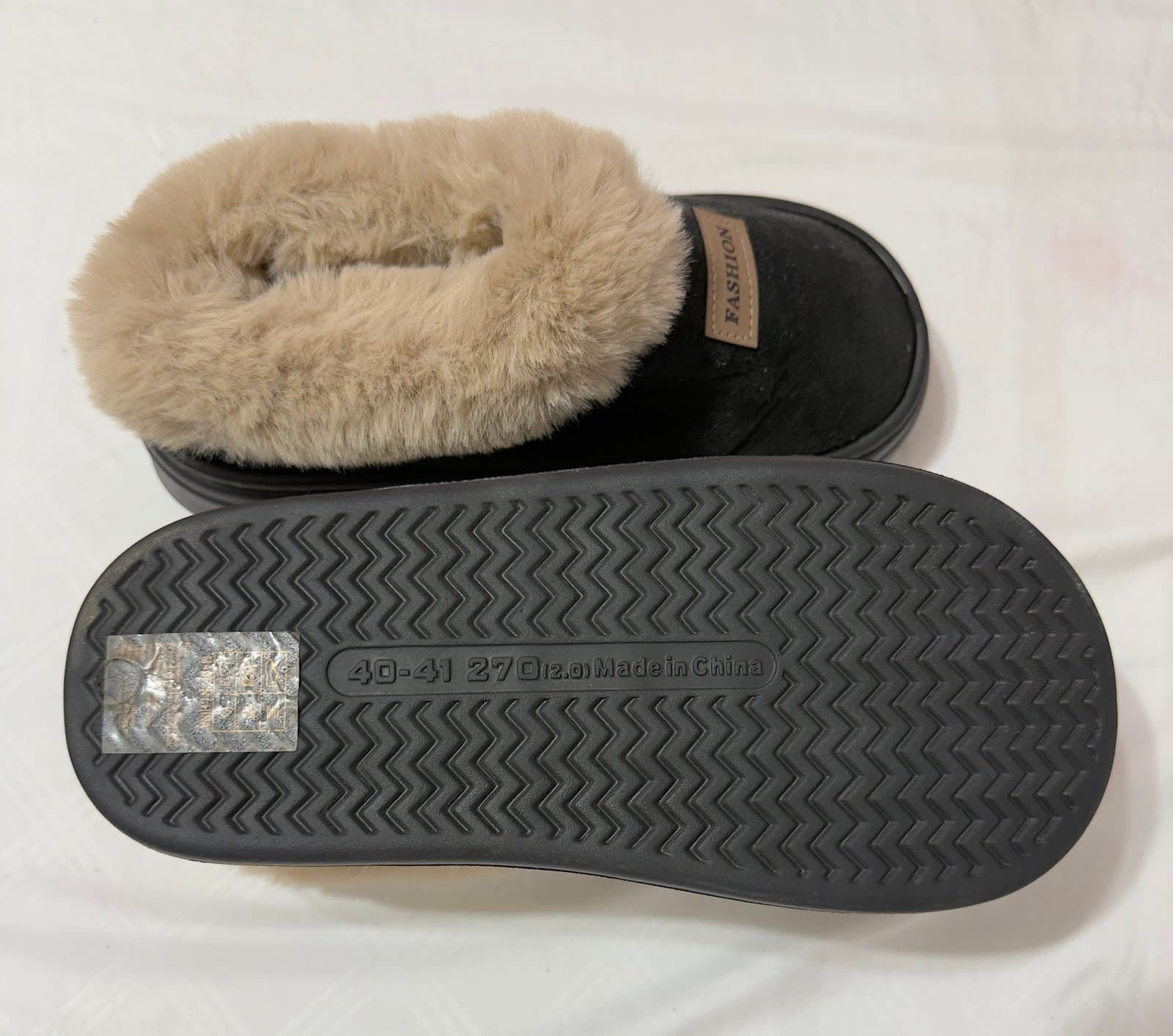 Black Faux Fur Slippers Soft Home - Thumbnail 8