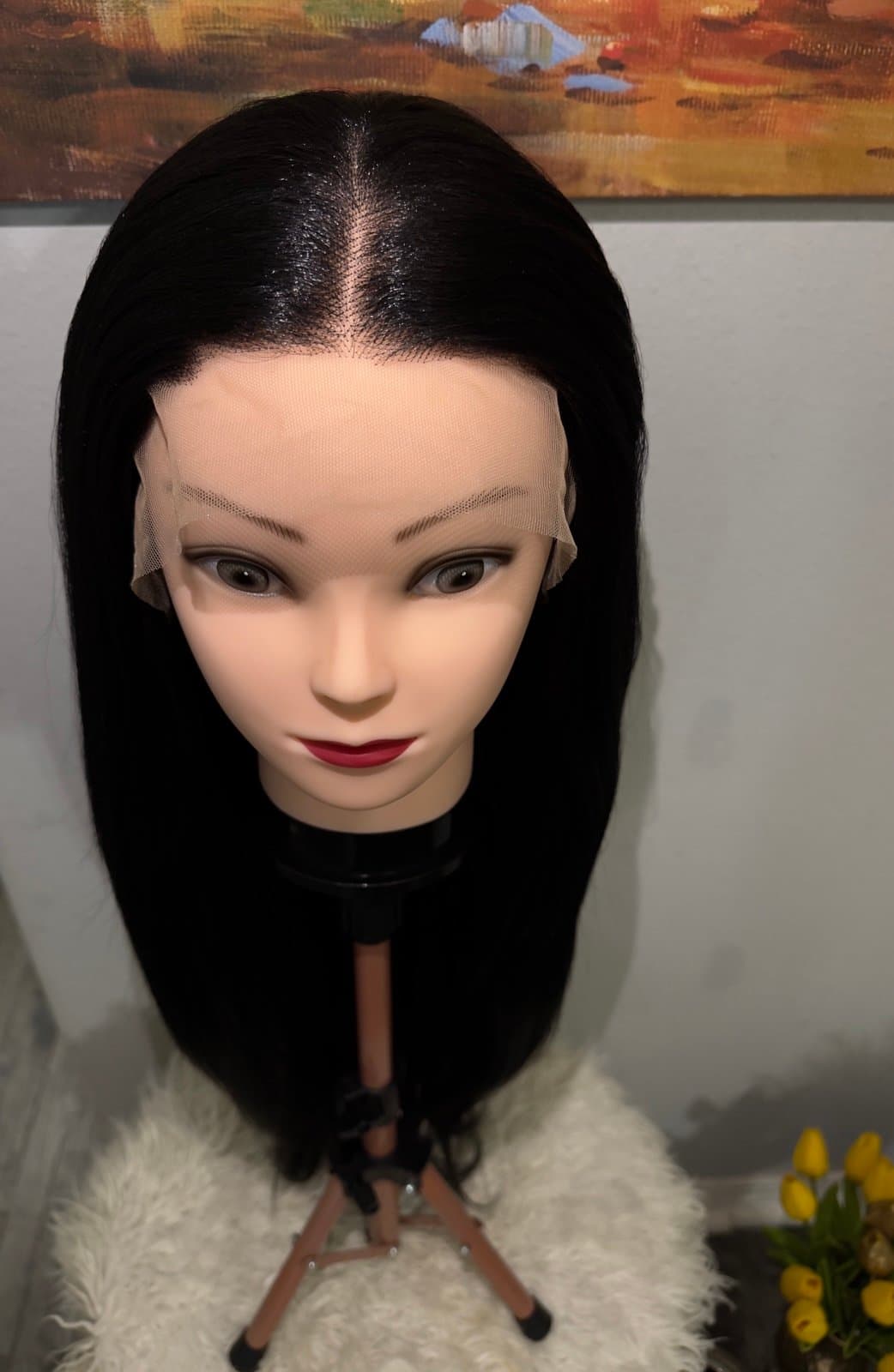 Synthetic Blend 13X4 Jet Black Straight Lace Front Wig - Image 1