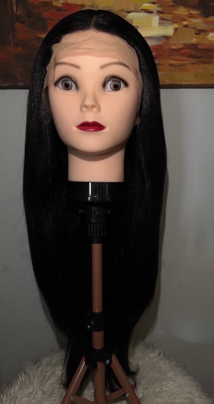 Synthetic Blend 13X4 Jet Black Straight Lace Front Wig - Thumbnail 2