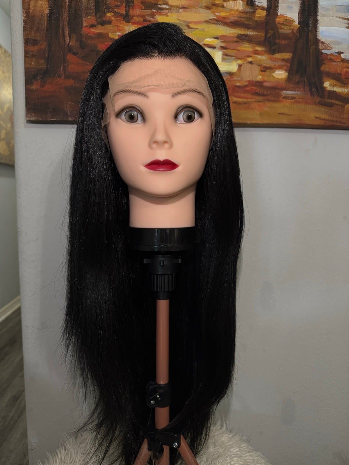 Synthetic Blend 13X4 Jet Black Straight Lace Front Wig - Thumbnail 6
