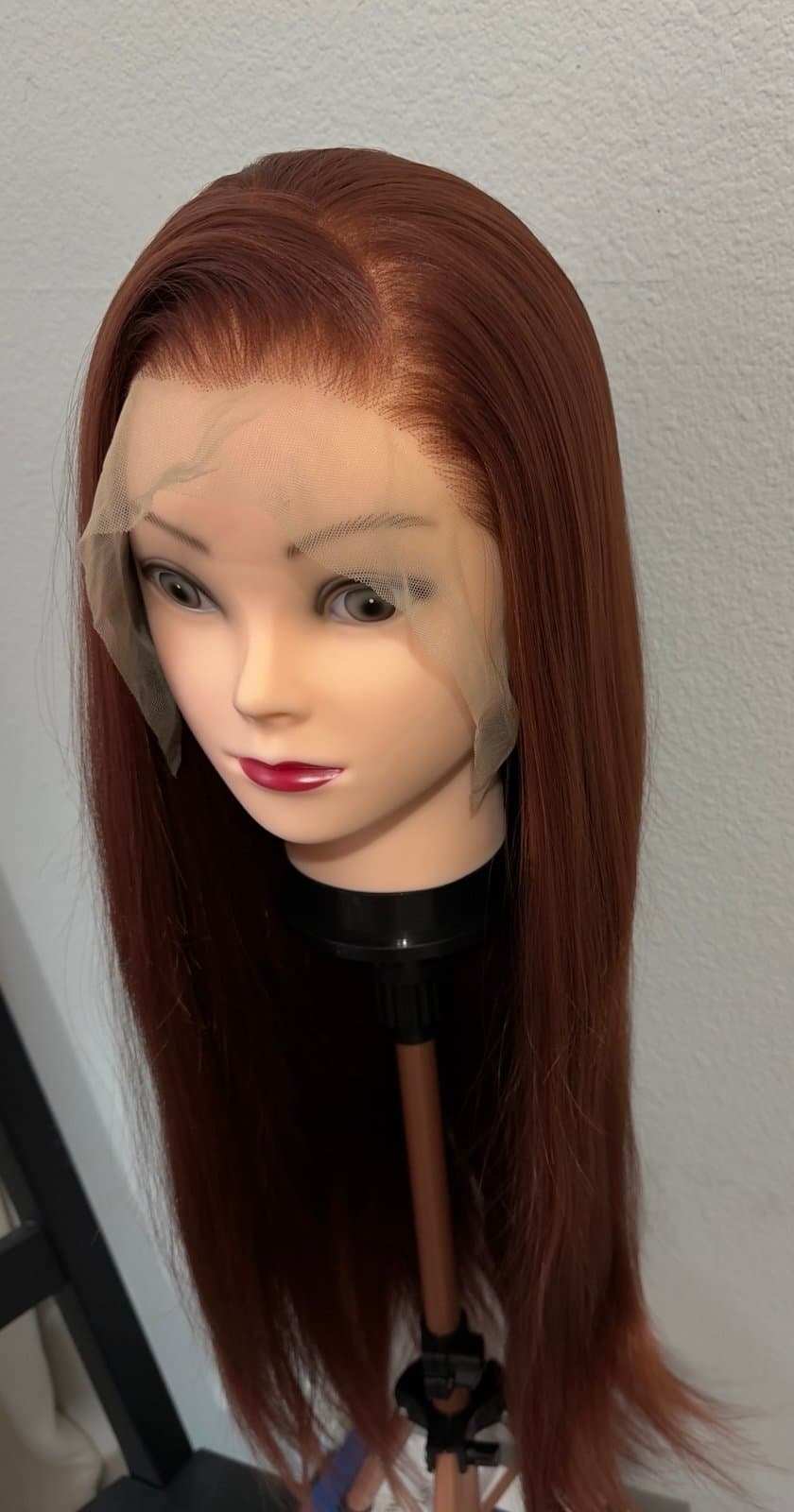 Synthetic Blend Lace Wig 13x6lace wig burgundy - Thumbnail 10