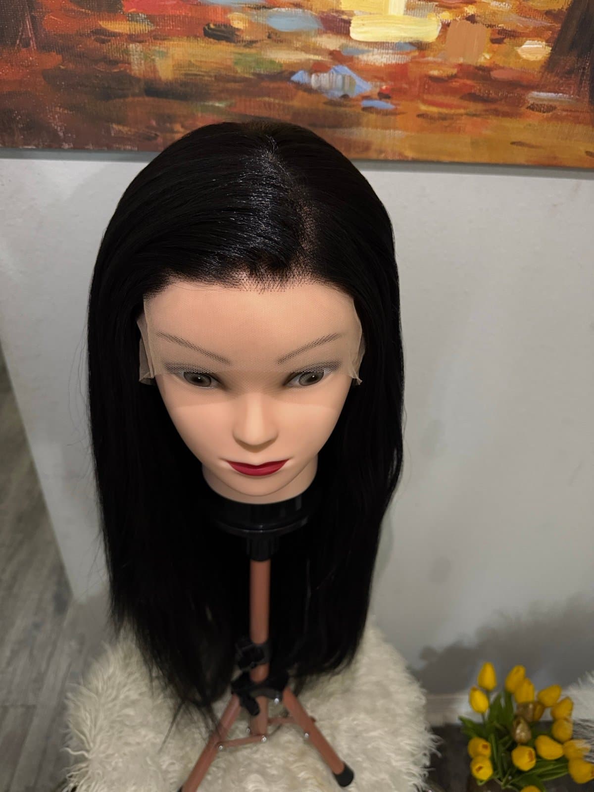 Synthetic Blend 13X4 Jet Black Straight Lace Front Wig - Thumbnail 9