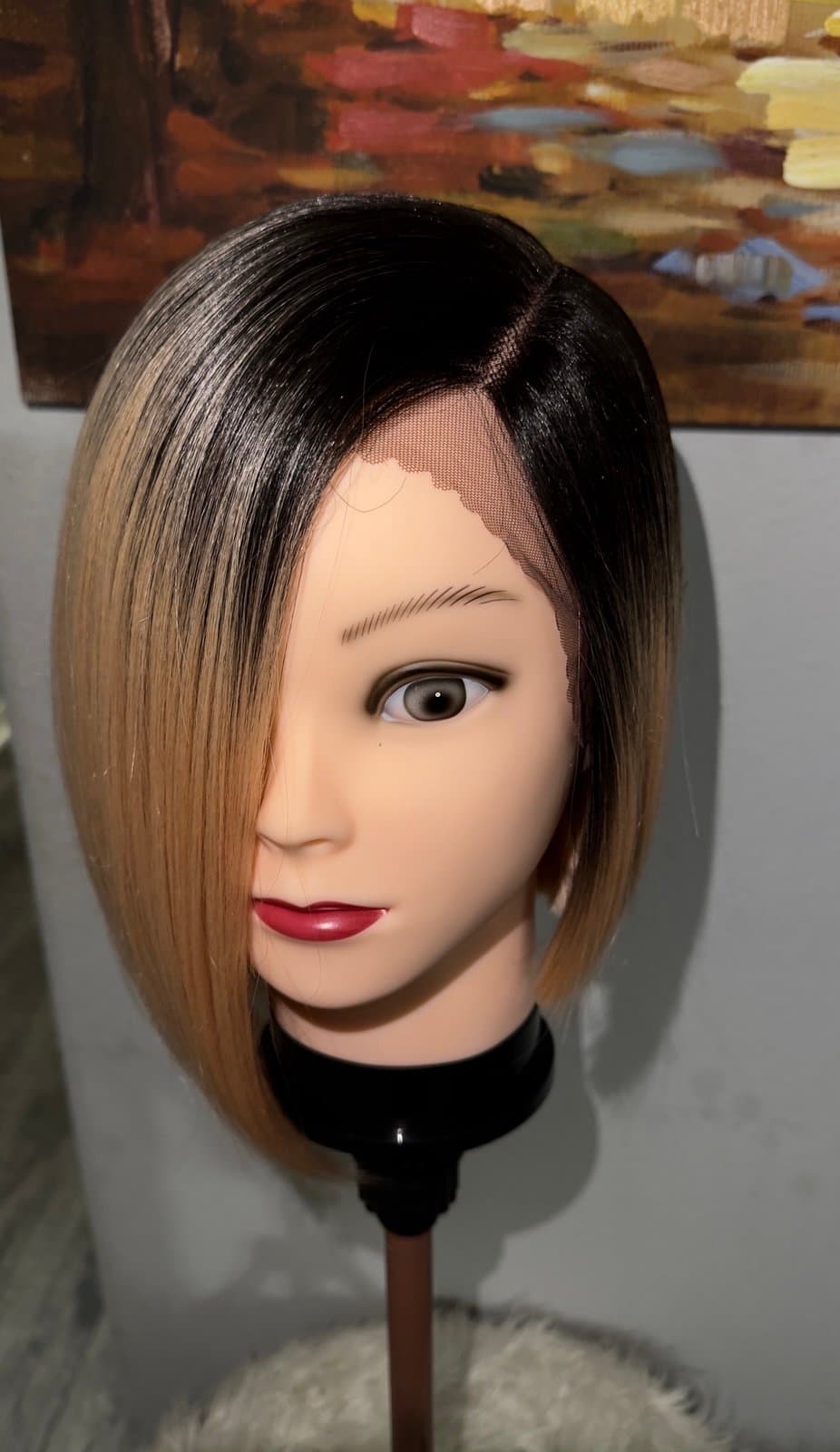 Synthetic Blend Ombre Bob Lace Front Wig - Thumbnail 8