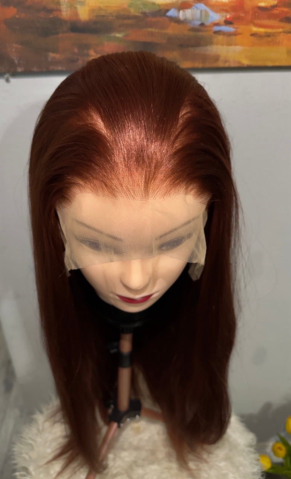 Synthetic Blend Lace Wig 13x6lace wig burgundy - Thumbnail 5