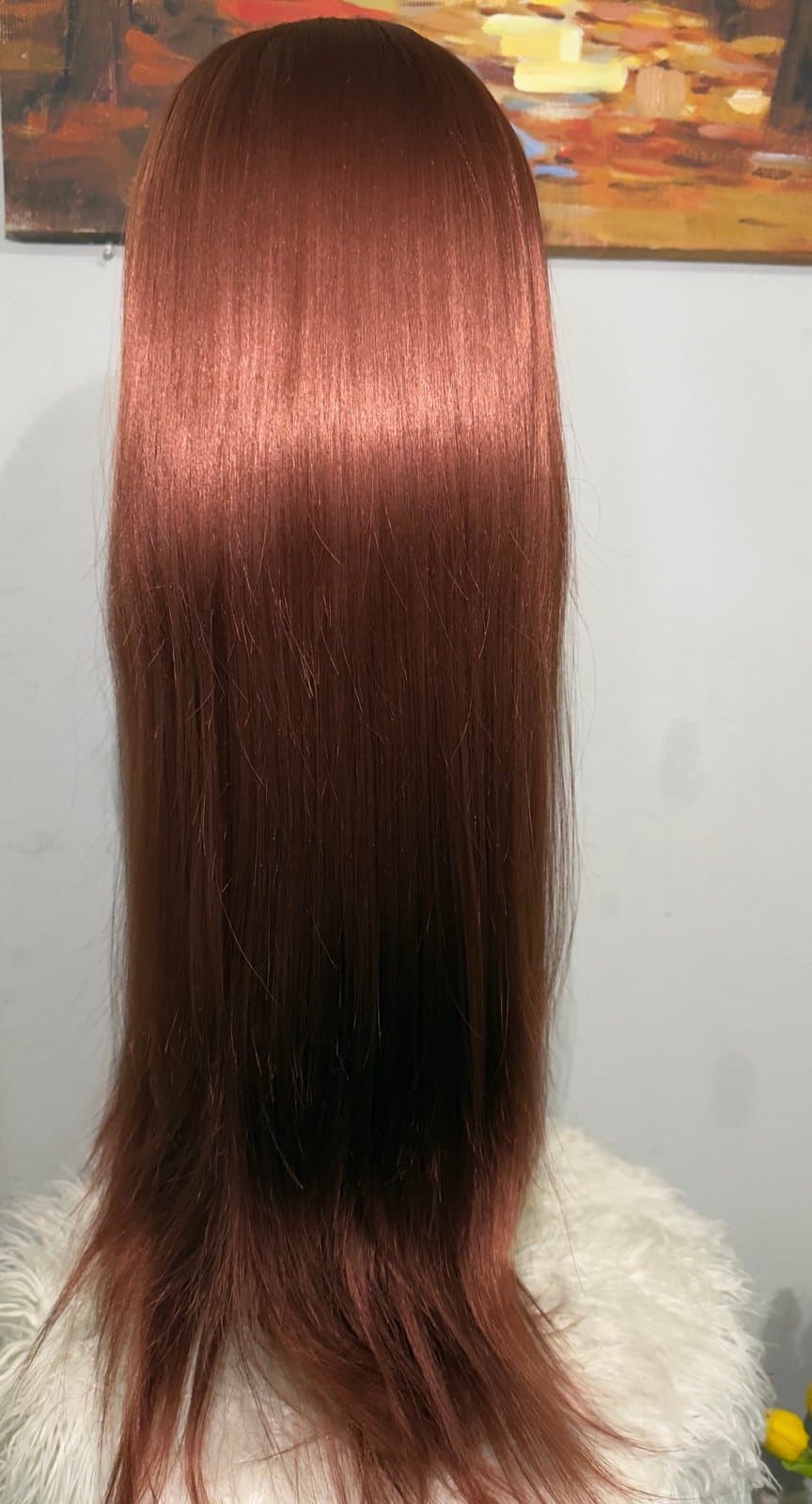 Synthetic Blend Lace Wig 13x6lace wig burgundy - Thumbnail 6