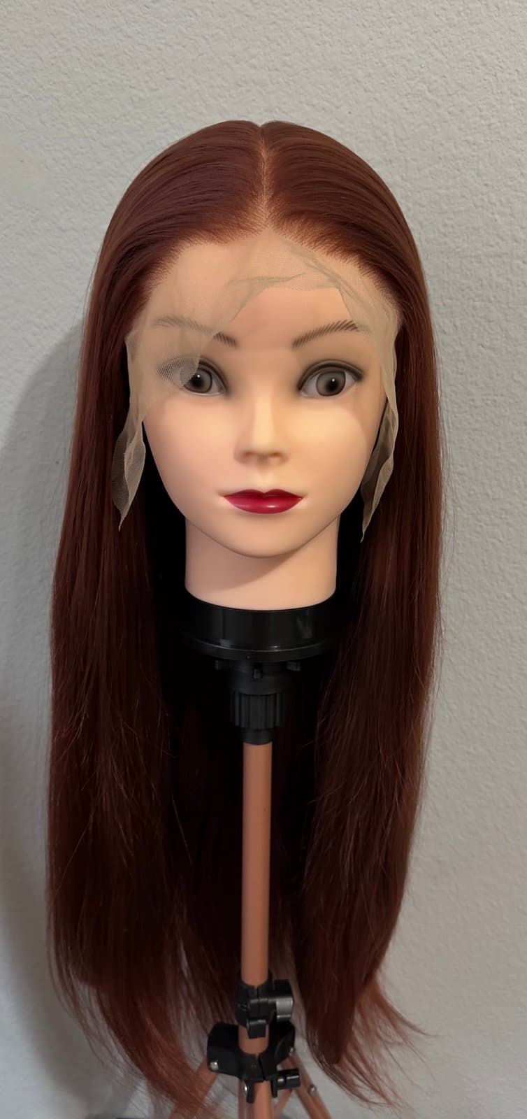 Synthetic Blend Lace Wig 13x6lace wig burgundy - Thumbnail 12