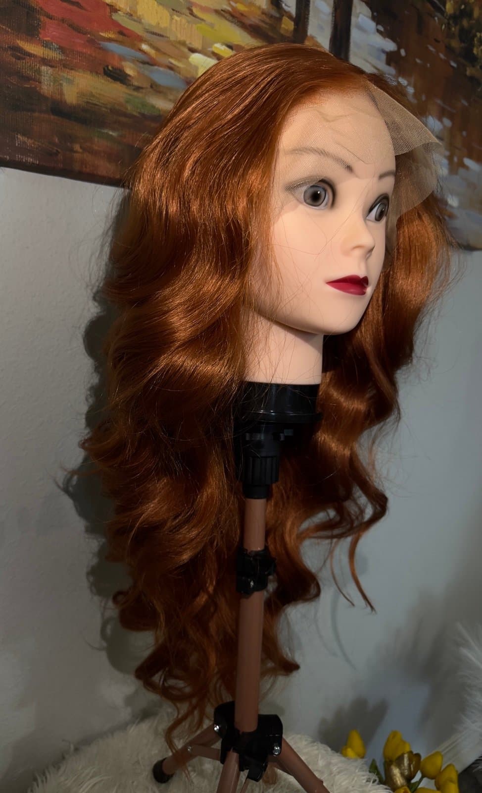 Synthetic Blend 13x4 Long BodyWave Ginger Lace Front Wig - Thumbnail 3