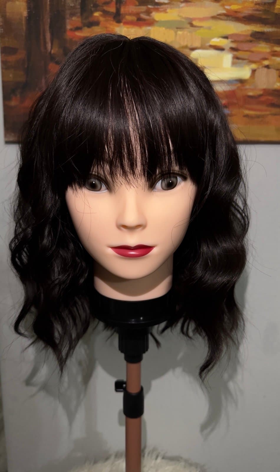 Synthetic Blend Glueless Wig With Bangs - Thumbnail 3