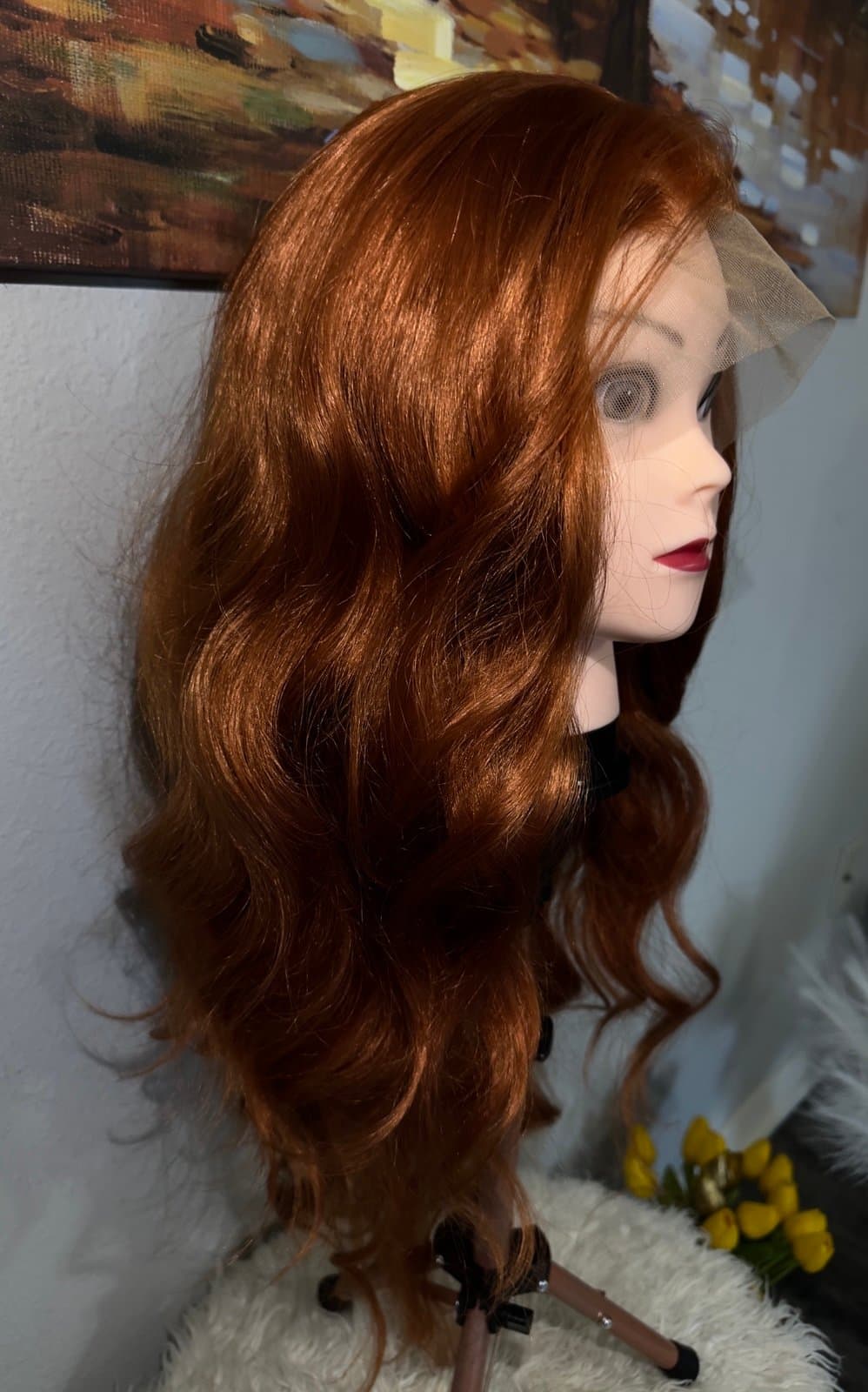 Synthetic Blend 13x4 Long BodyWave Ginger Lace Front Wig - Thumbnail 8