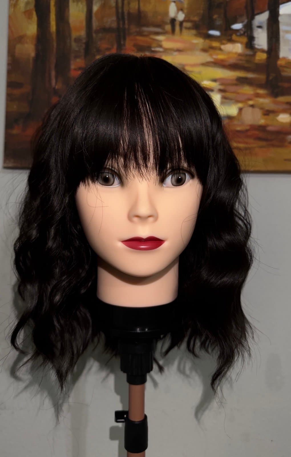 Synthetic Blend Glueless Wig With Bangs - Thumbnail 5