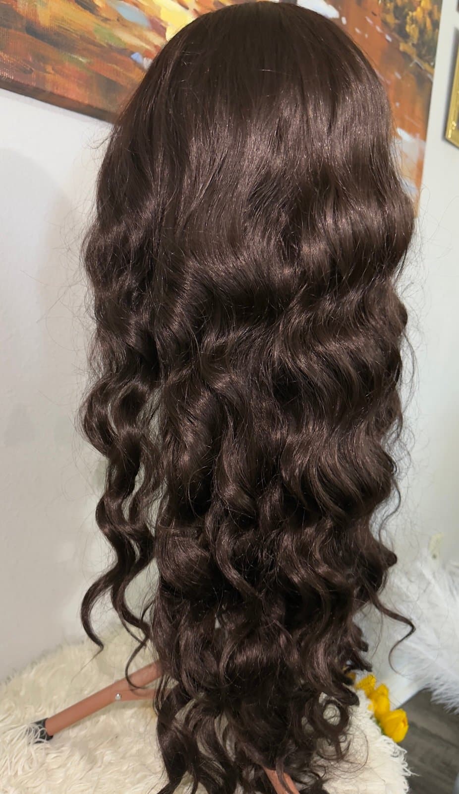 Synthetic Blend 13x6 Long BodyWave Brown Lace Front Wig - Thumbnail 4