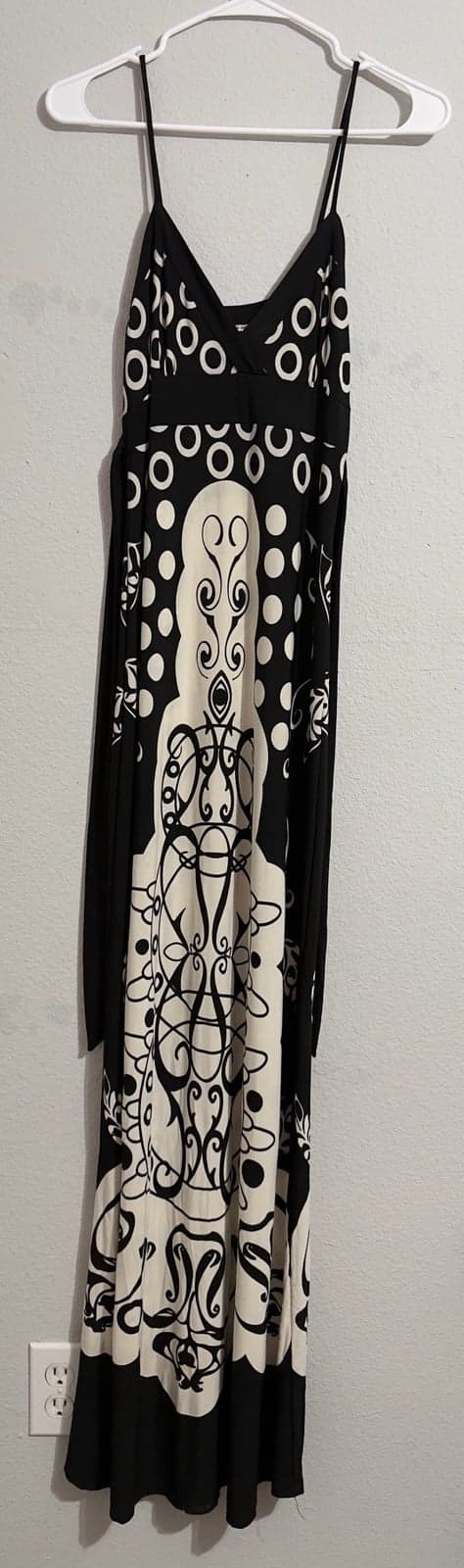 Black and White Graphic Maxi Dress - Thumbnail 3