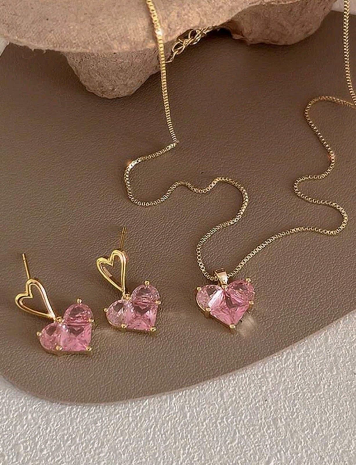 Diamond Heart Flower Rose Gold/Plated Necklace - Thumbnail 2