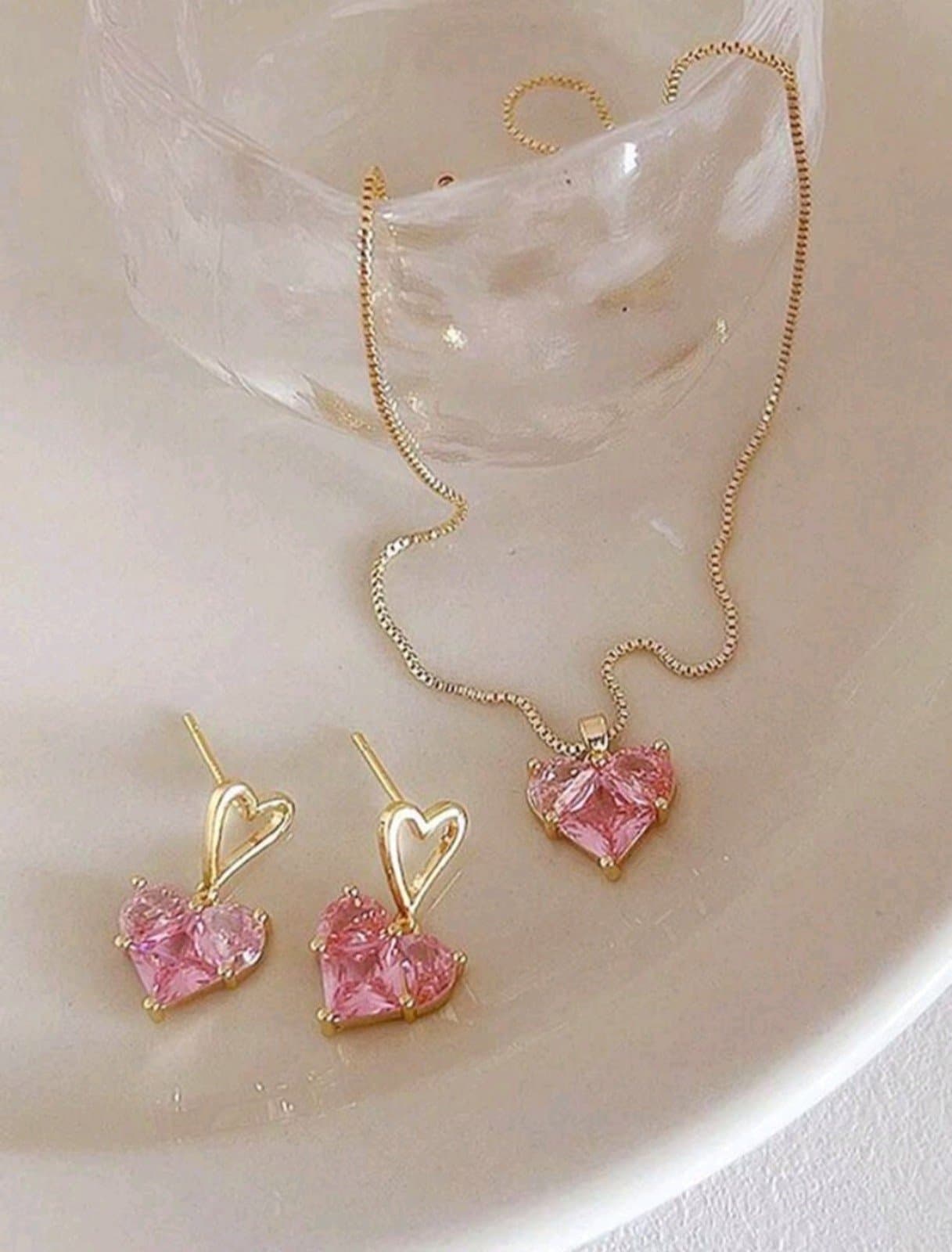 Diamond Heart Flower Rose Gold/Plated Necklace - Thumbnail 3