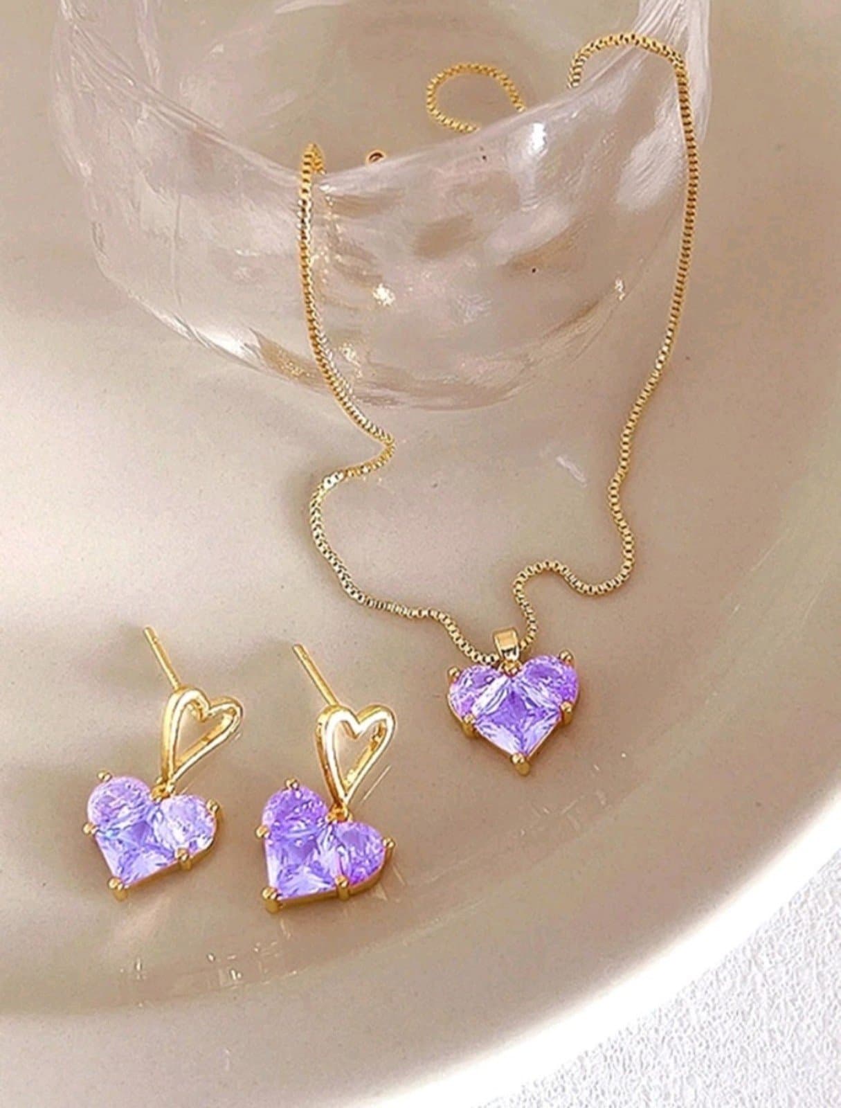 Diamond Heart Flower Rose Gold/Plated Necklace - Thumbnail 9