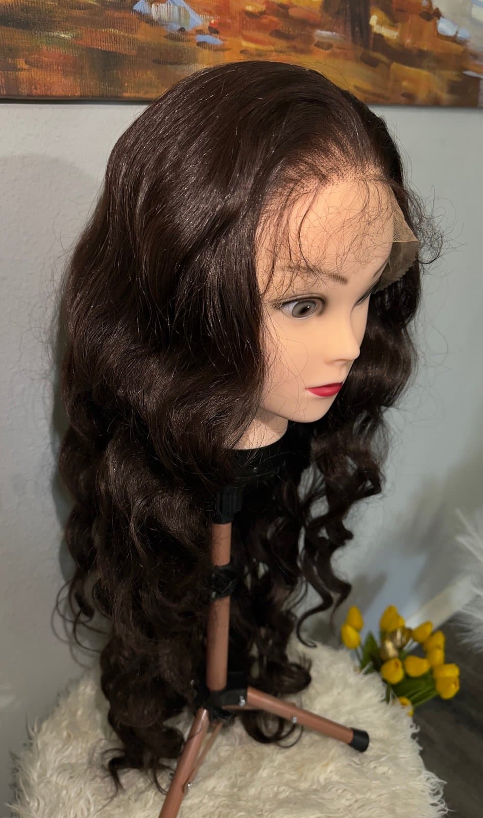 Synthetic Blend 13x6 Long BodyWave Brown Lace Front Wig - Thumbnail 2
