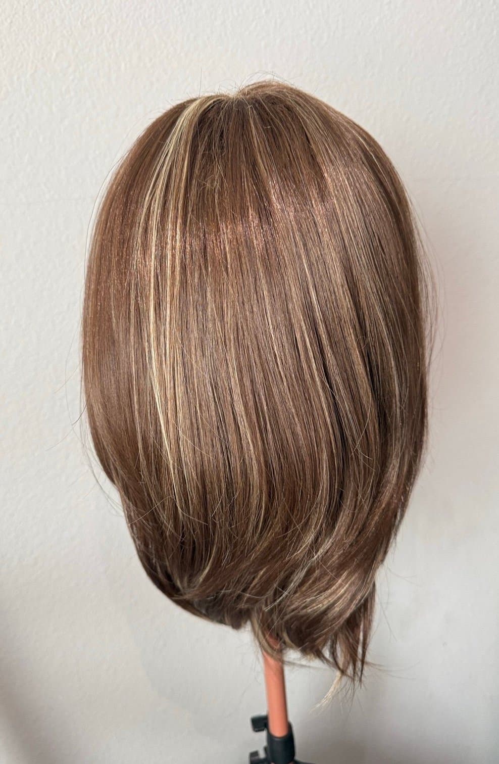 Synthetic Blend Brown Wig w/ Blonde Highlights with bangs - Thumbnail 3