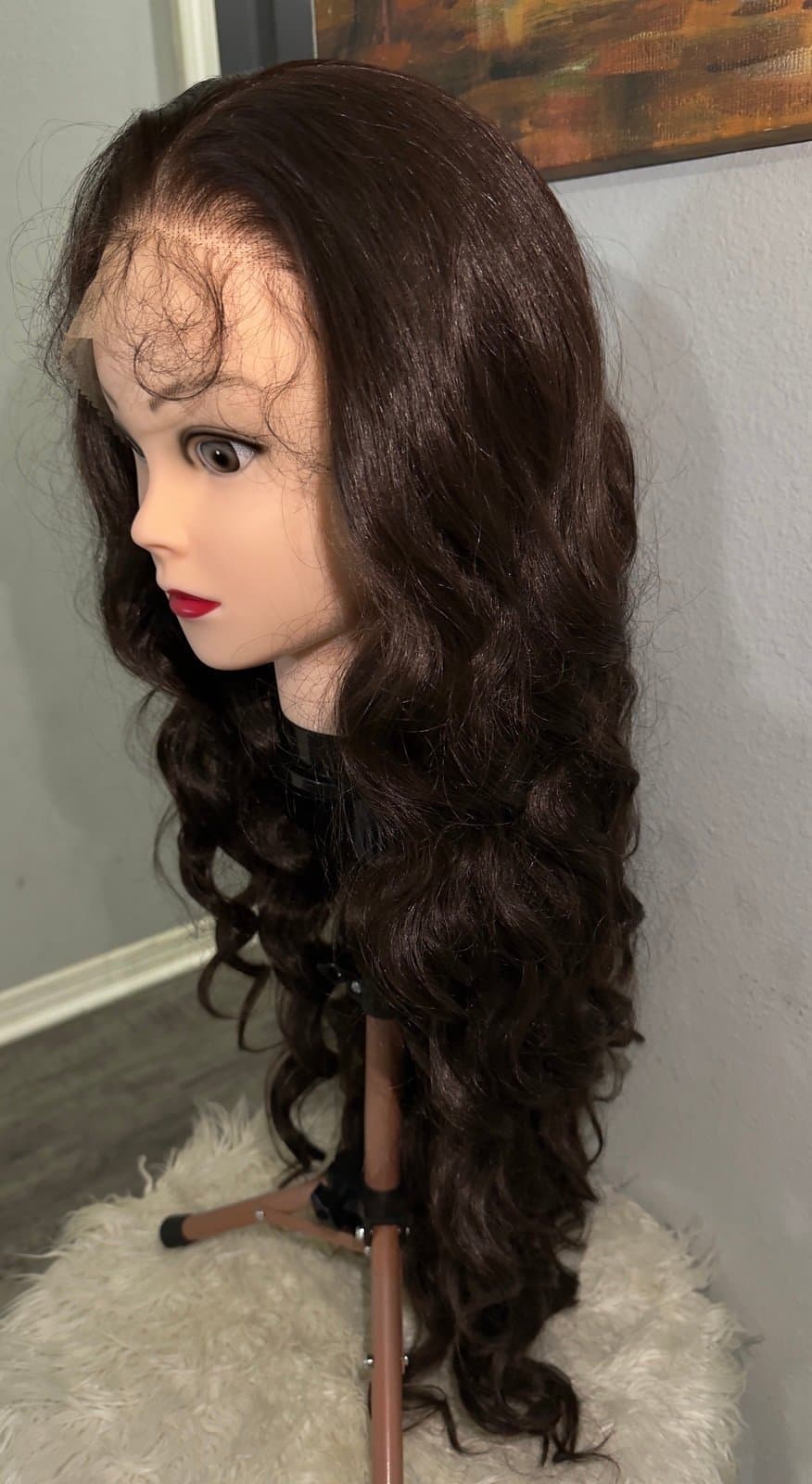 Synthetic Blend 13x6 Long BodyWave Brown Lace Front Wig - Thumbnail 6