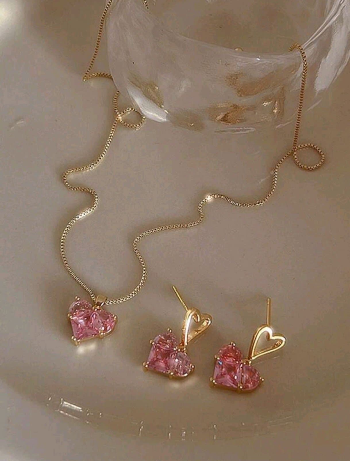 Diamond Heart Flower Rose Gold/Plated Necklace - Thumbnail 5