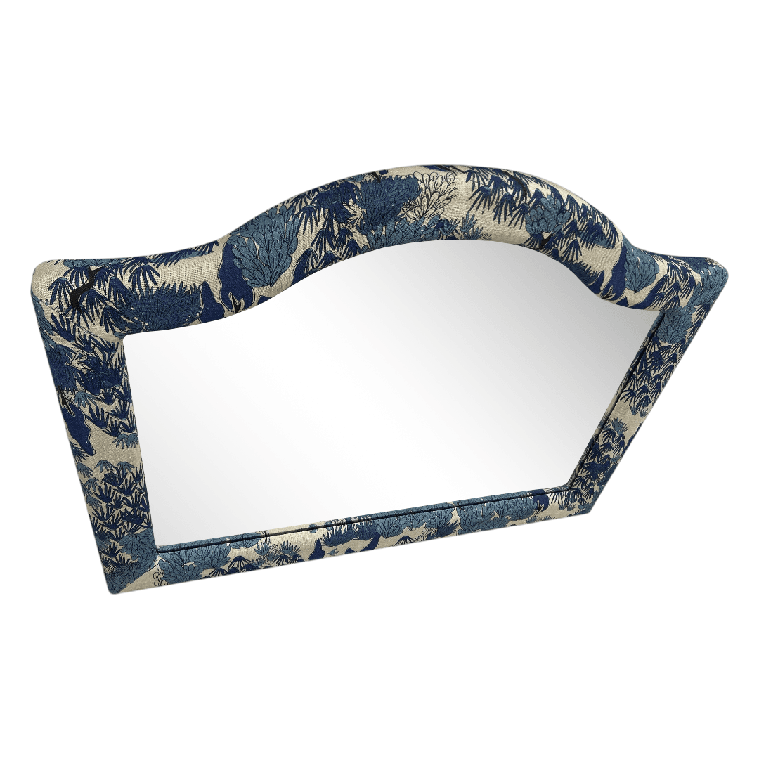 Lulu and Georgia Garden Walk Upholstered Mantel Mirror By Sarah Sherman Samuel - Thumbnail 3