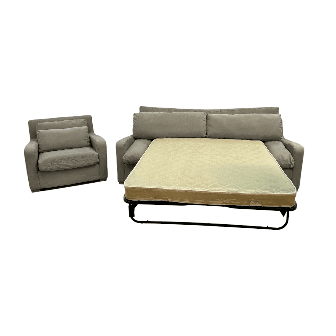 Restoration Hardware Sleeper Sofa and Armchair Set - Thumbnail 5
