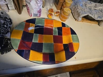 Tabletops Gallery Caracas Large Oval Platter Hand Painted And Crafted - Thumbnail 2