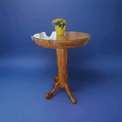 31 In Round Spencer Martson Pool Pub Table and Stools Set of 2 Wood Brown Oak US - Image 1