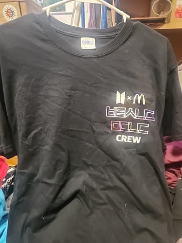 Authentic McDonalds BTS Crew Work Shirt Size X Large Black Graphic - Image 1