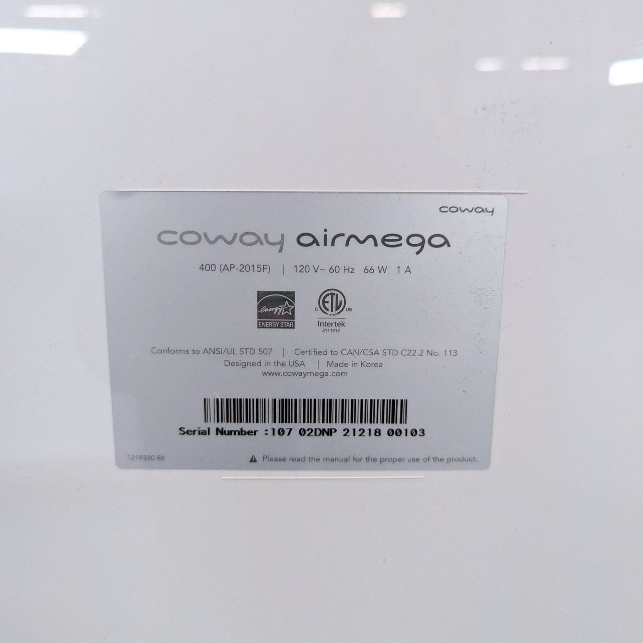 Coway Airmega Air Purifier - Modern White, High Efficiency - Thumbnail 6