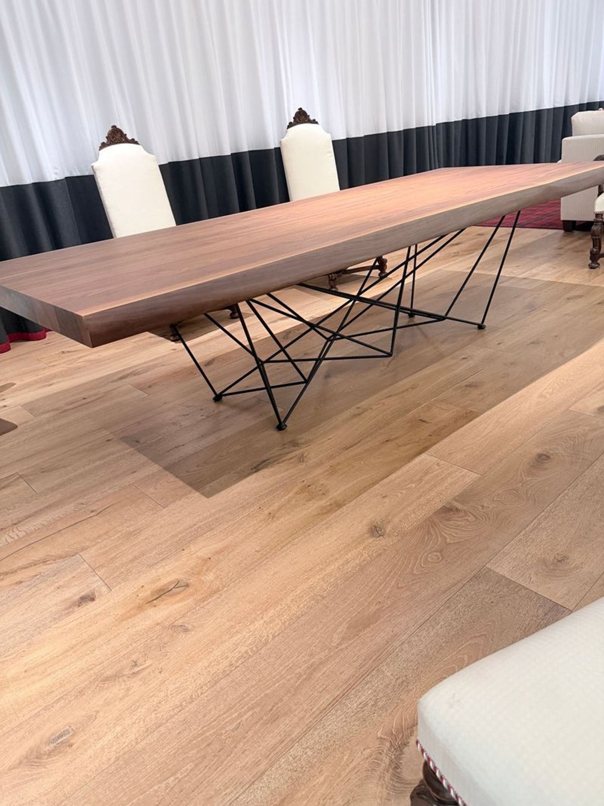 Cattelan Italia Solid Wood Dining Table with Modern Metal Base - Image 1