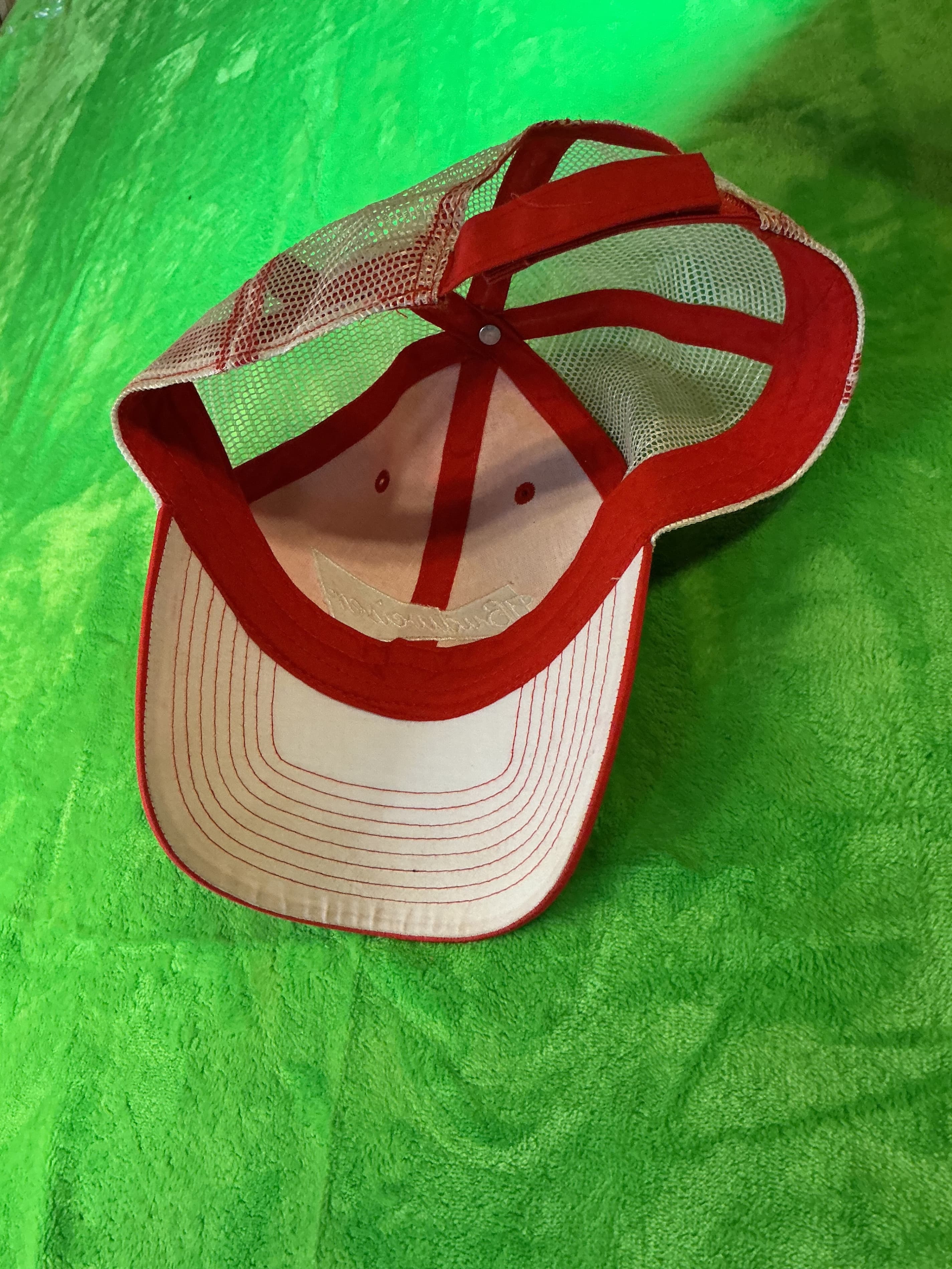 Budweiser Beer Red White Mesh Snapback Trucker Hat Cap Advertising NOS - Thumbnail 4