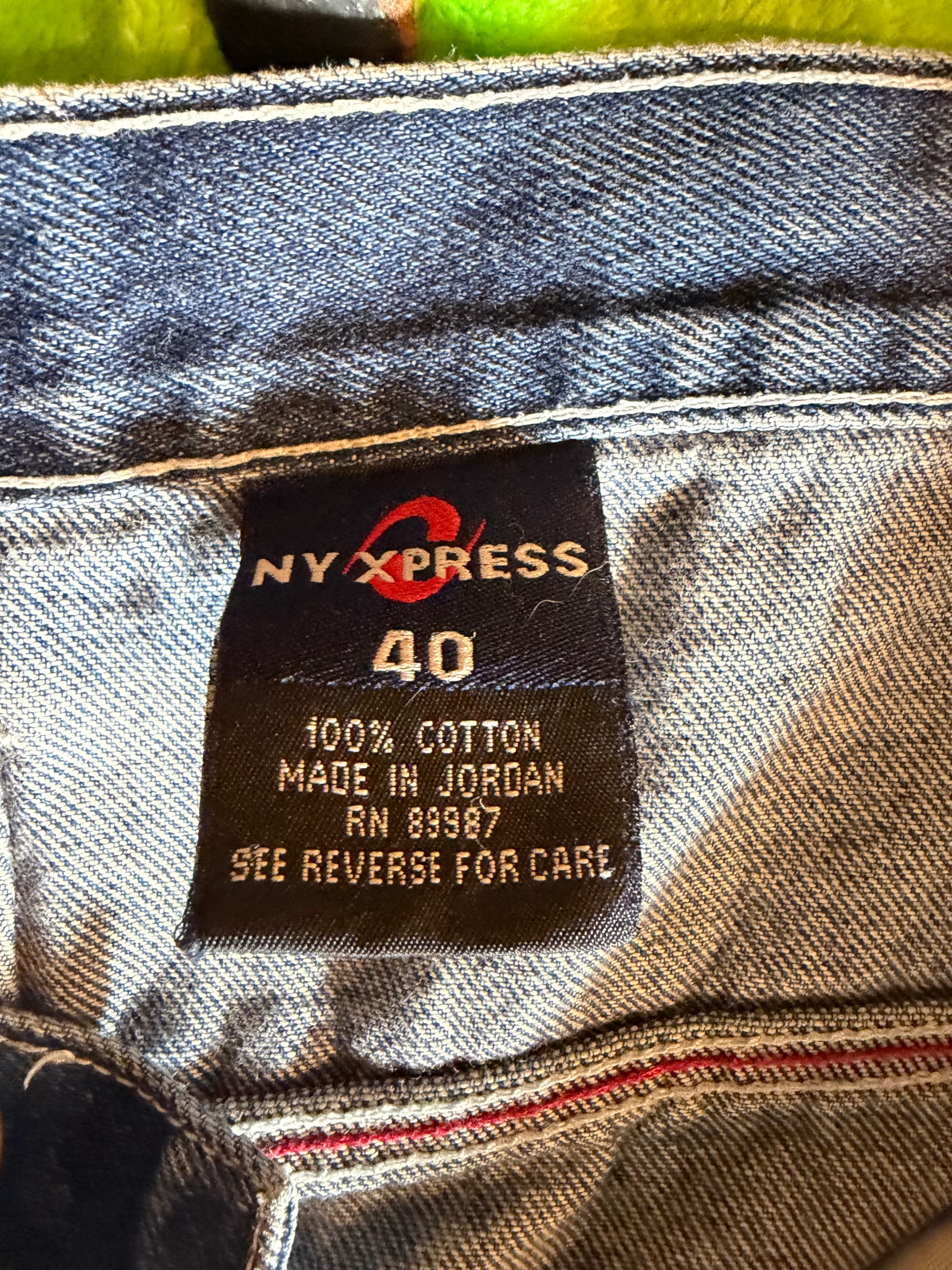 Vintage Y2K NY Xpress Carpenter Jeans Size 40 Baggy Wide Leg Red Stitch Denim - Thumbnail 3