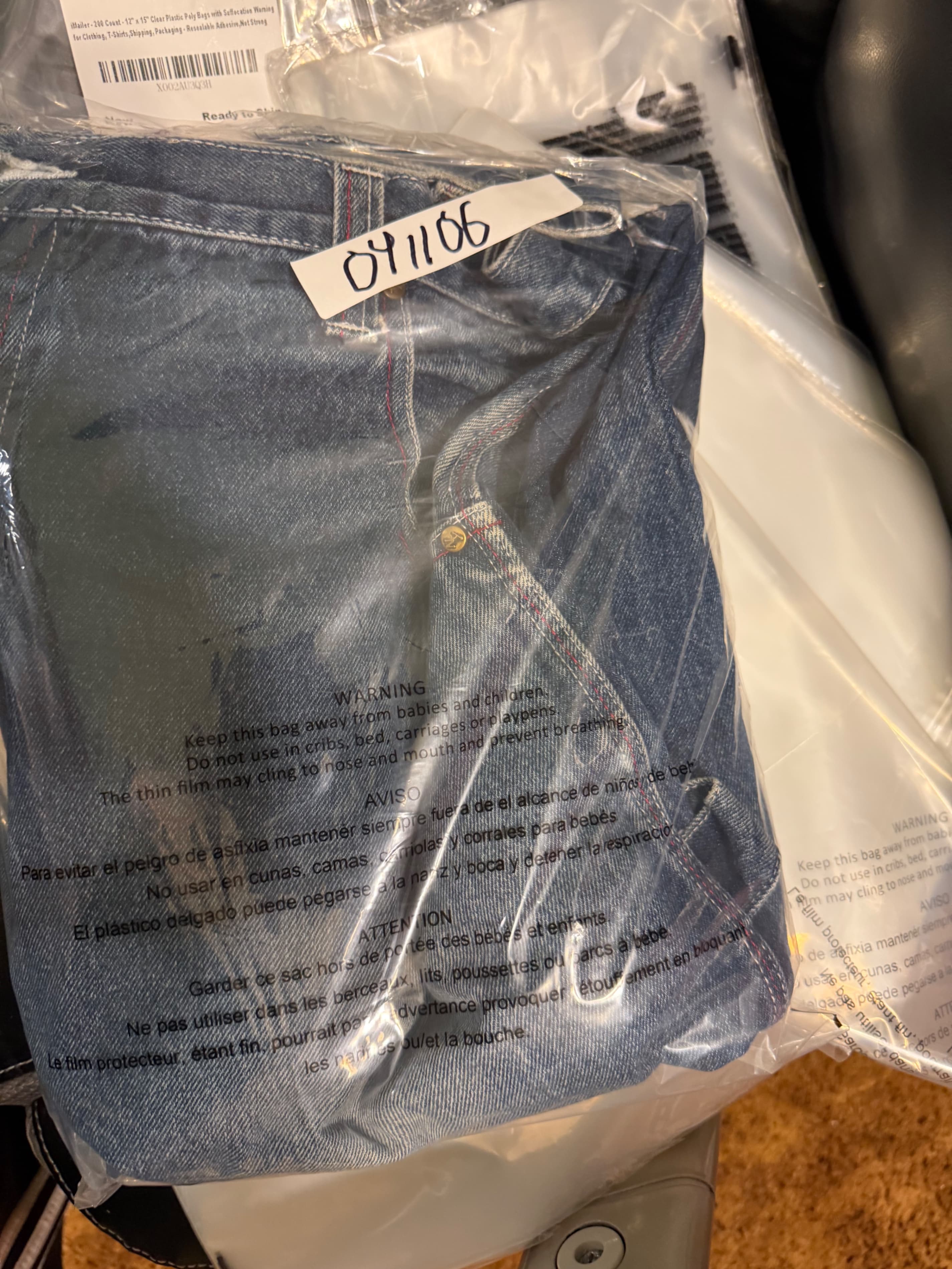 Vintage Y2K NY Xpress Carpenter Jeans Size 40 Baggy Wide Leg Red Stitch Denim - Thumbnail 14