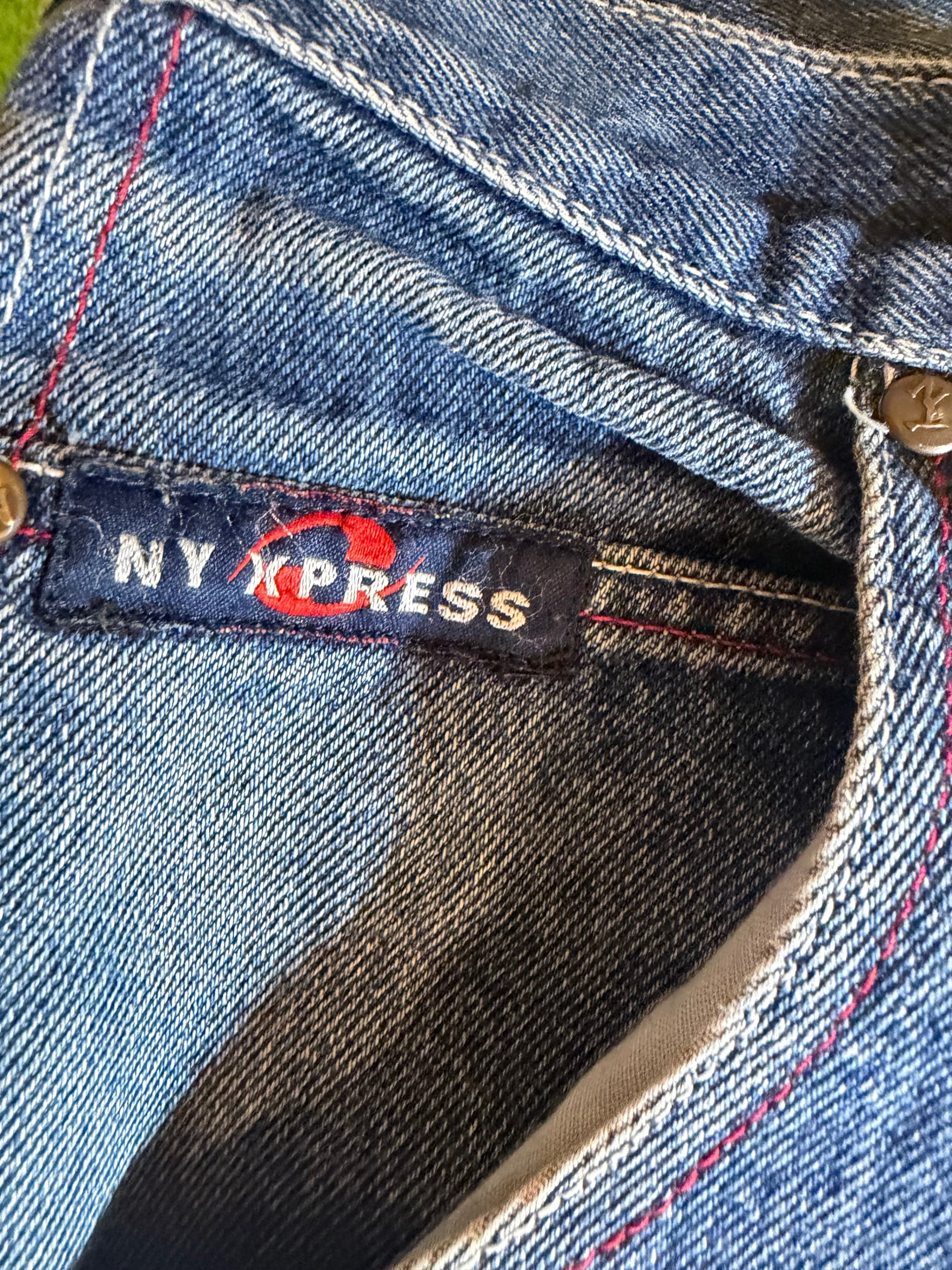 Vintage Y2K NY Xpress Carpenter Jeans Size 40 Baggy Wide Leg Red Stitch Denim - Thumbnail 2