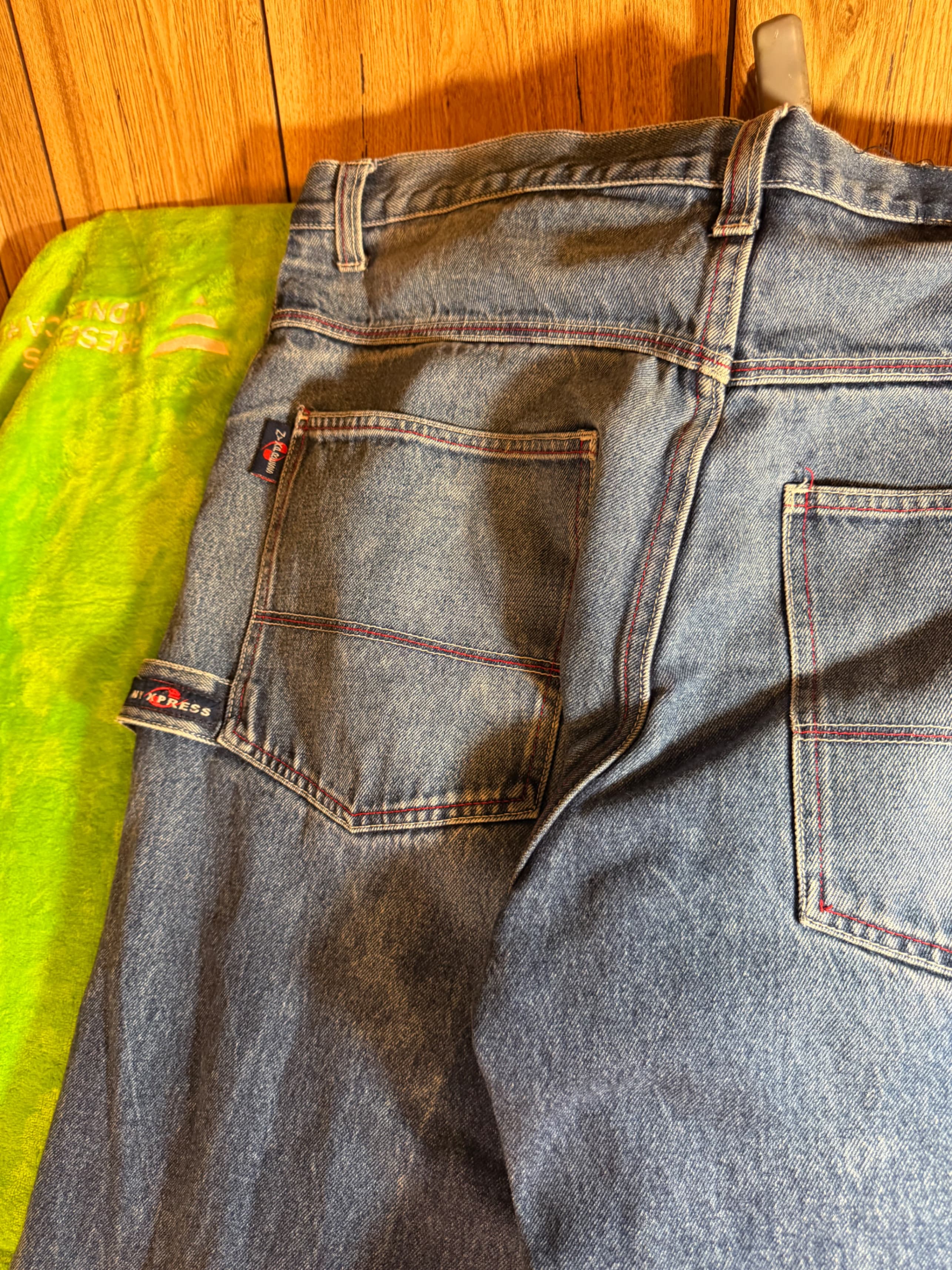 Vintage Y2K NY Xpress Carpenter Jeans Size 40 Baggy Wide Leg Red Stitch Denim - Thumbnail 13