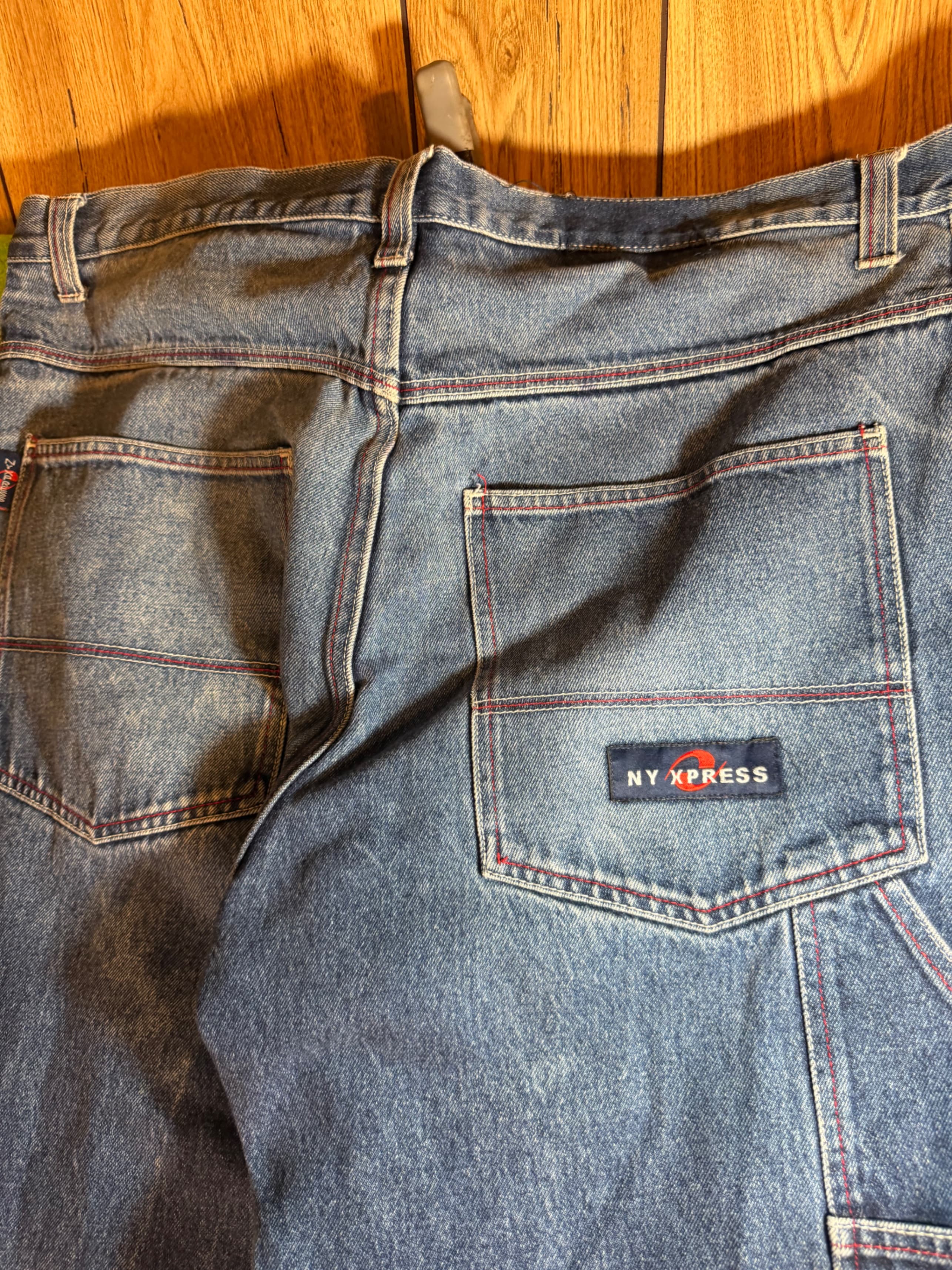 Vintage Y2K NY Xpress Carpenter Jeans Size 40 Baggy Wide Leg Red Stitch Denim - Thumbnail 12